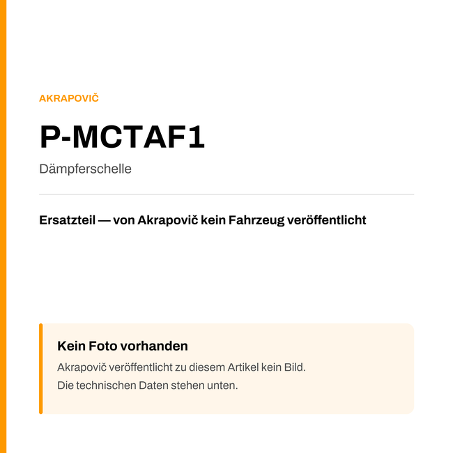 Akrapovic Dämpferschelle P-MCTAF1 — Platzhalter, kein Herstellerfoto verfügbar