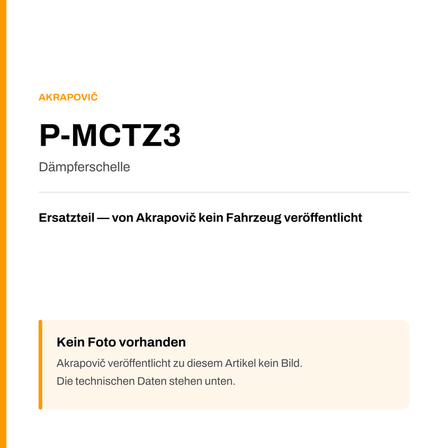 Akrapovic Dämpferschelle P-MCTZ3 — Platzhalter, kein Herstellerfoto verfügbar