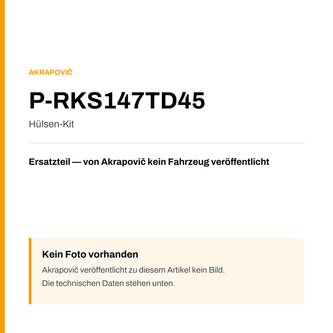 Akrapovic Hülsen-Kit P-RKS147TD45 — Platzhalter, kein Herstellerfoto verfügbar