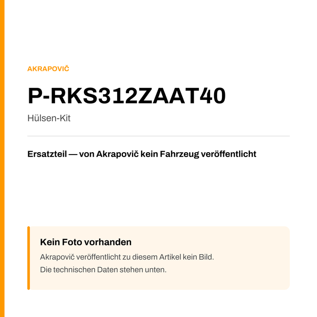 Akrapovic Hülsen-Kit P-RKS312ZAAT40 — Platzhalter, kein Herstellerfoto verfügbar