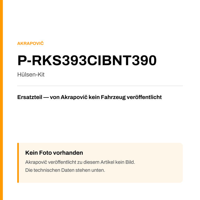 Akrapovic Hülsen-Kit P-RKS393CIBNT390 — Platzhalter, kein Herstellerfoto verfügbar