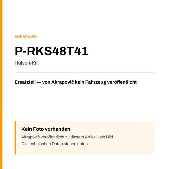 Akrapovic Hülsen-Kit P-RKS48T41 — Platzhalter, kein Herstellerfoto verfügbar