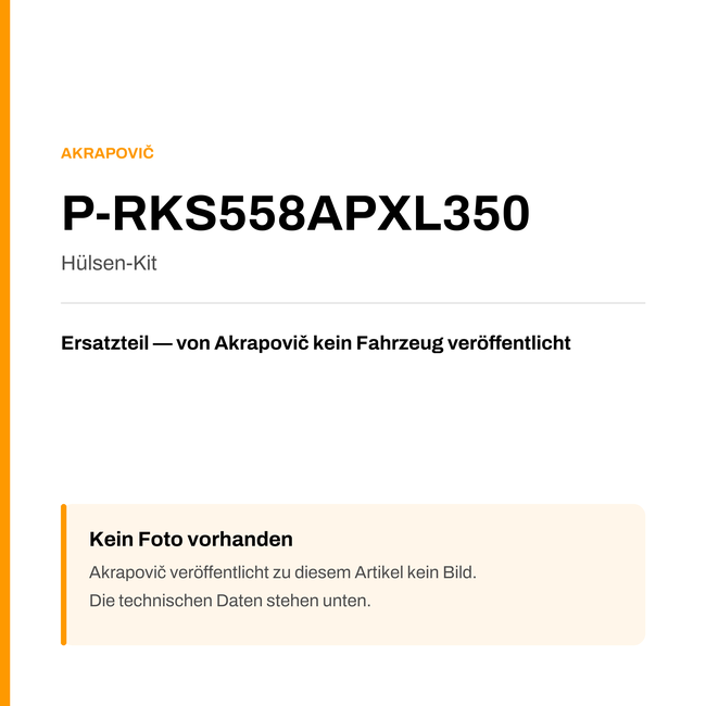 Akrapovic Hülsen-Kit P-RKS558APXL350 — Platzhalter, kein Herstellerfoto verfügbar
