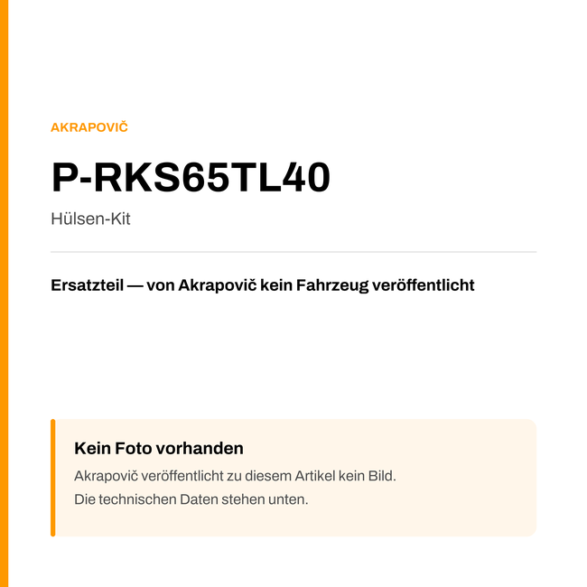 Akrapovic Hülsen-Kit P-RKS65TL40 — Platzhalter, kein Herstellerfoto verfügbar