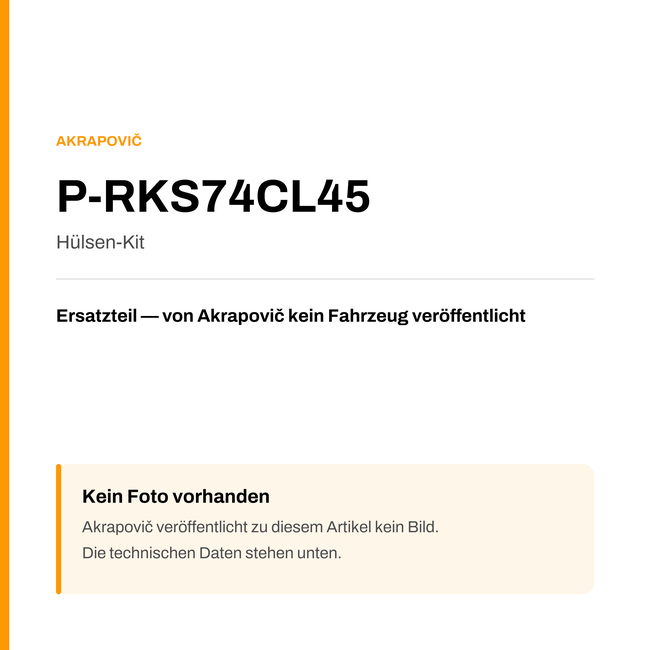 Akrapovic Hülsen-Kit P-RKS74CL45 — Platzhalter, kein Herstellerfoto verfügbar
