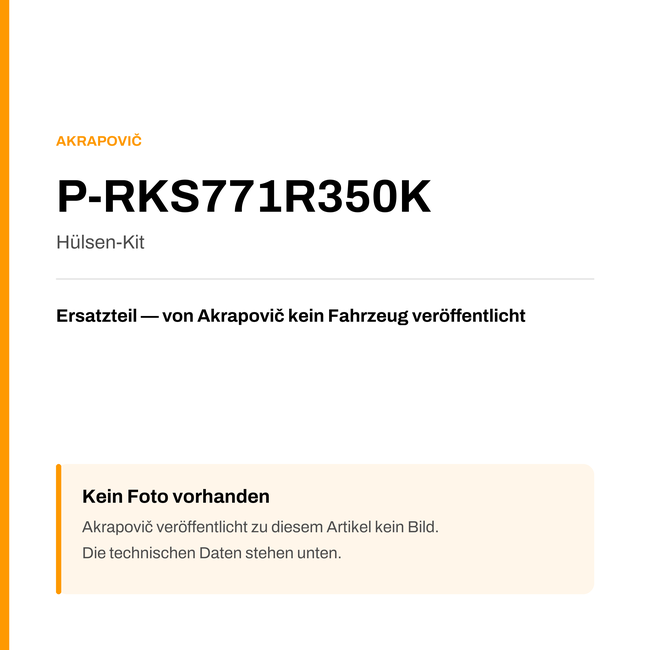 Akrapovic Hülsen-Kit P-RKS771R350K — Platzhalter, kein Herstellerfoto verfügbar