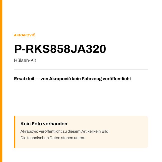 Akrapovic Hülsen-Kit P-RKS858JA320 — Platzhalter, kein Herstellerfoto verfügbar