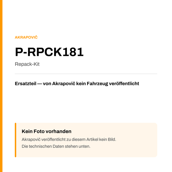 Akrapovic Repack-Kit P-RPCK181 — Platzhalter, kein Herstellerfoto verfügbar