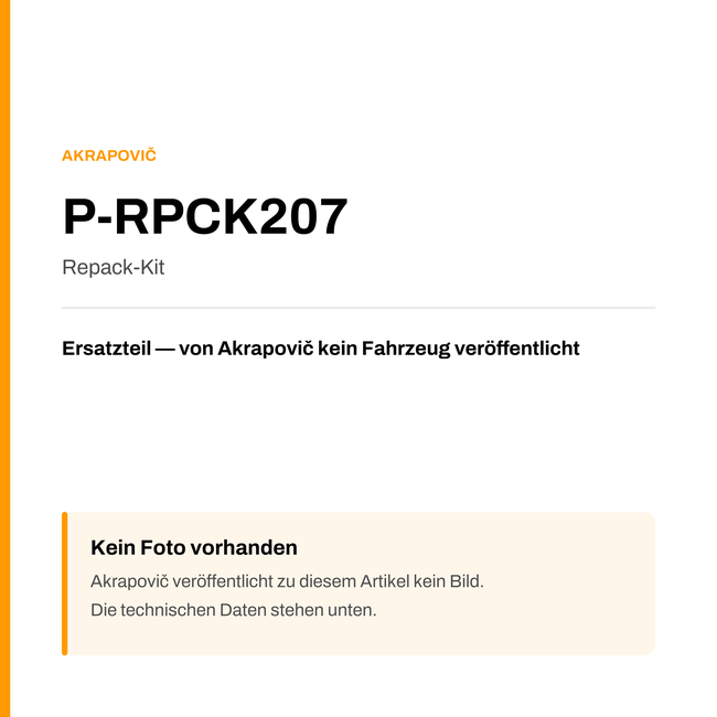 Akrapovic Repack-Kit P-RPCK207 — Platzhalter, kein Herstellerfoto verfügbar
