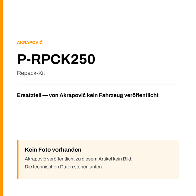 Akrapovic Repack-Kit P-RPCK250 — Platzhalter, kein Herstellerfoto verfügbar
