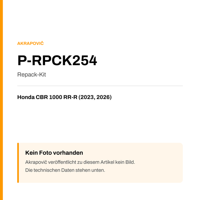 Akrapovic Repack-Kit Honda CBR 1000 RR-R (23-26) P-RPCK254 — Platzhalter, kein Herstellerfoto verfügbar
