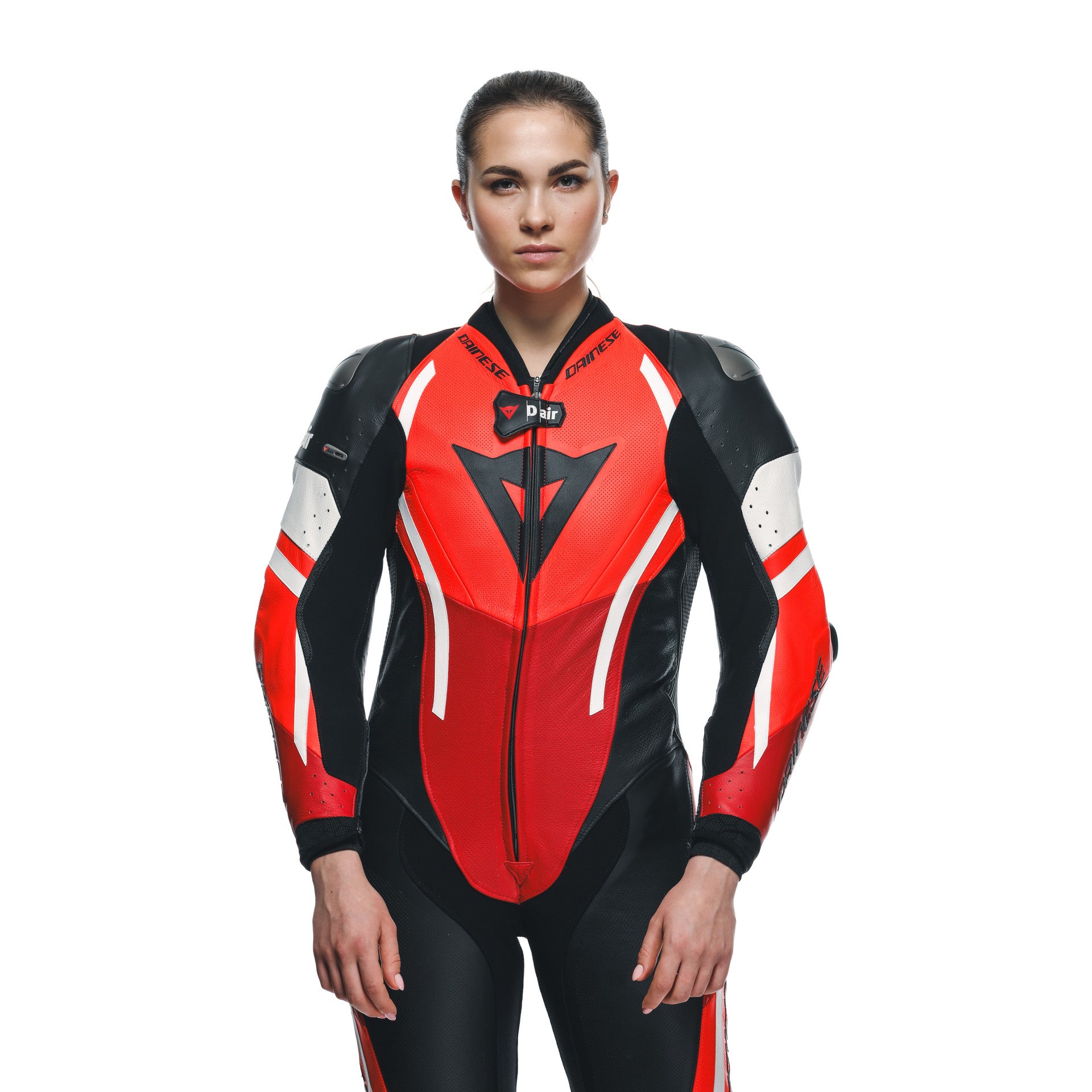 Dainese Misano 3 Lady D-AIR® Mono de cuero – Traje de carrera con airbag perforado | Mujeres | Rojo 