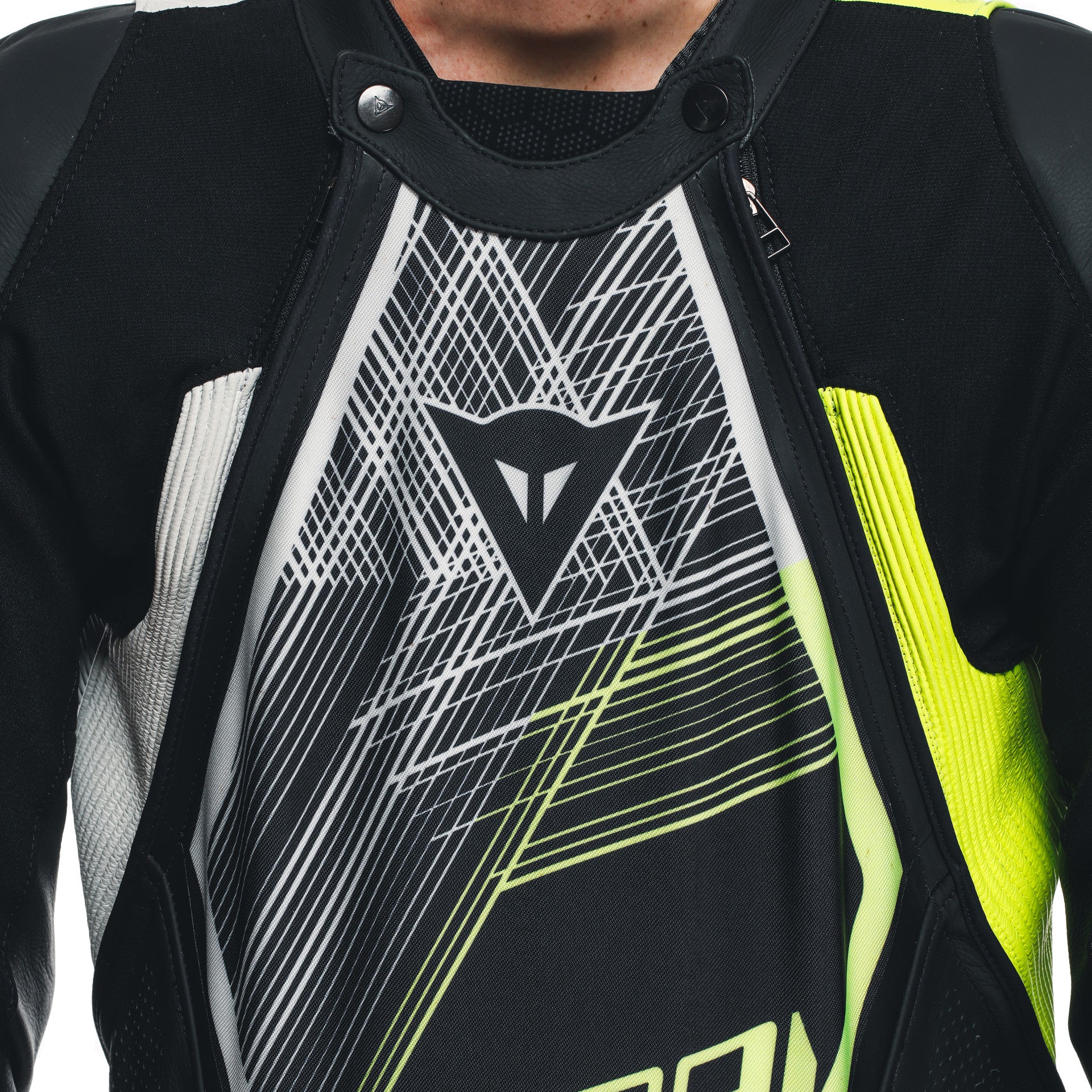 Dainese Audax D-Zip one-piece leather combination-perforated racing suit | Men | Black/neon yellow