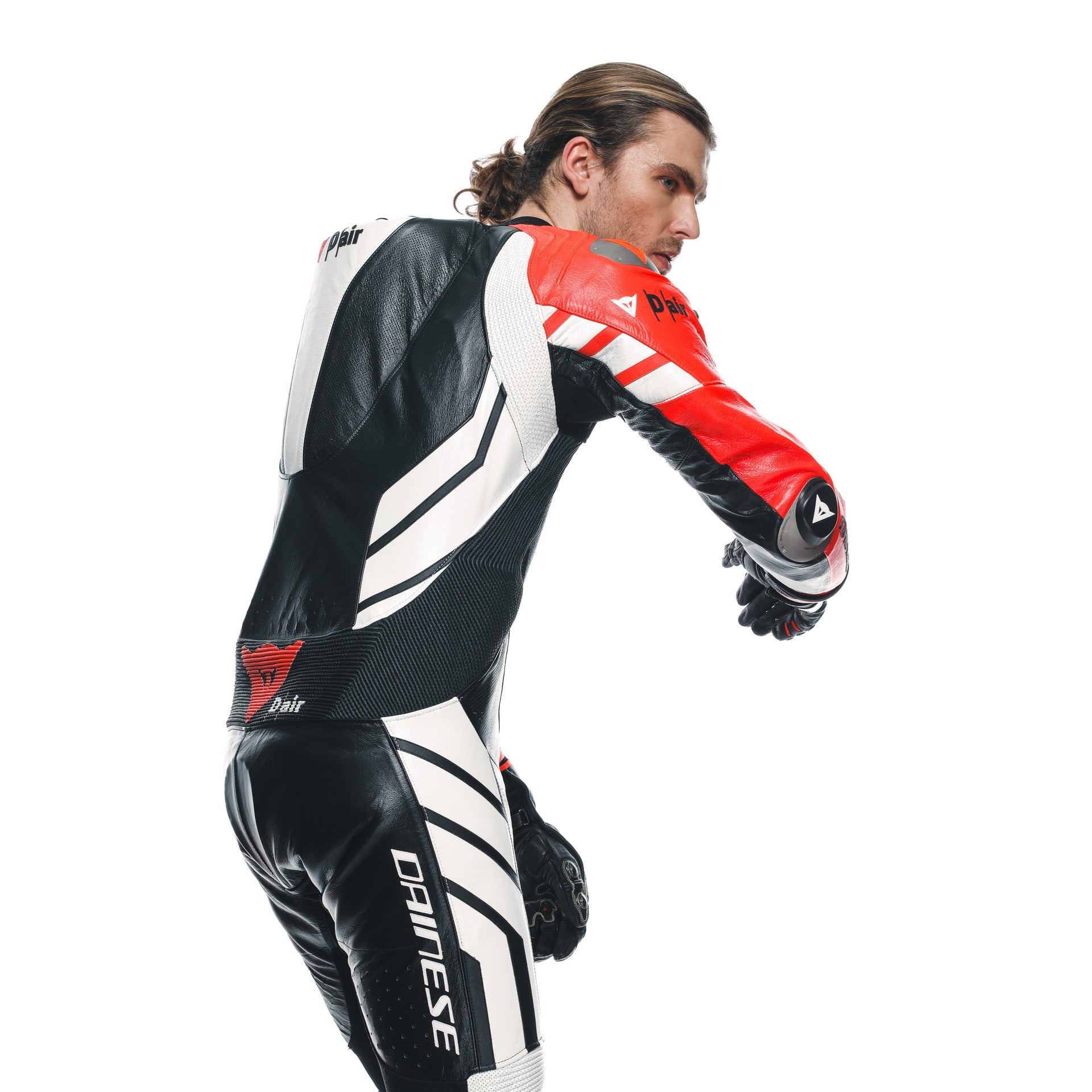 Dainese Mugello 3 D-AIR® one-piece leather combination-perforated airbag racing suit | Men | Black/red