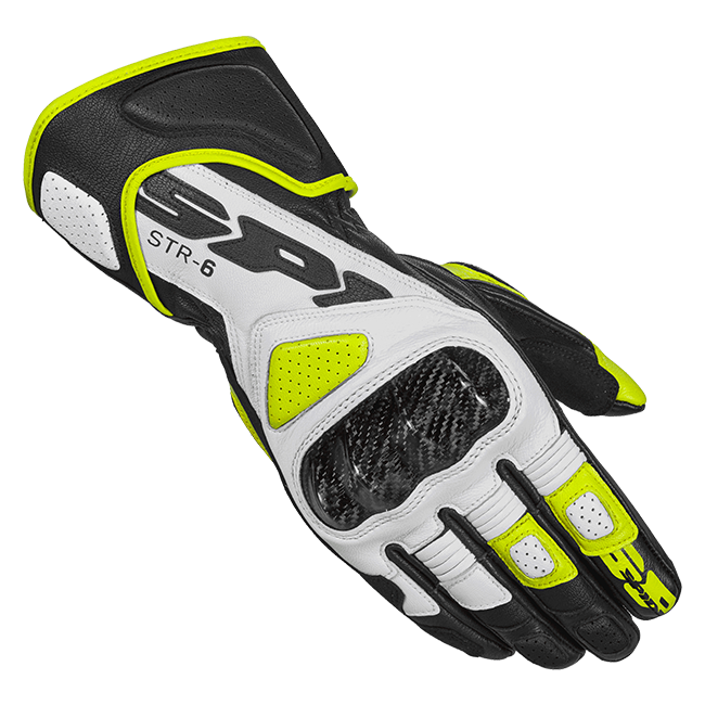 Spidi STR-6 Racing Motorcycle Leather Gloves | Men | Black/Fluorescent Yellow | A221394 