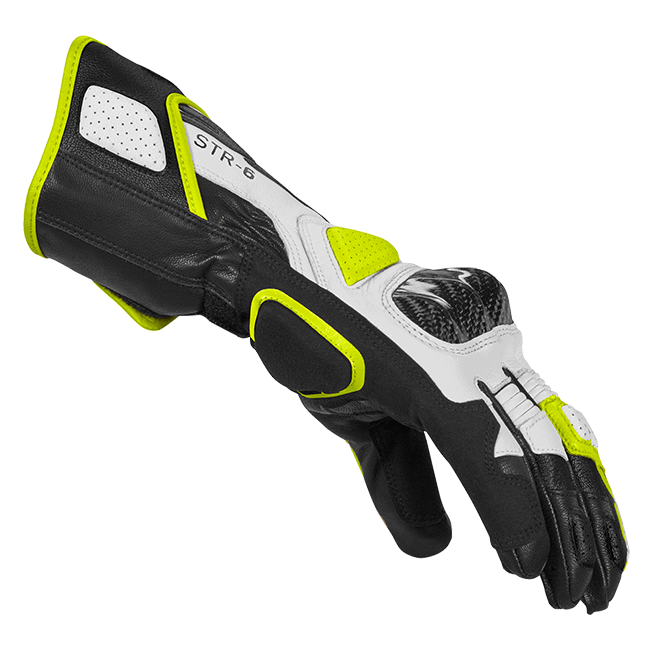 Spidi STR-6 Racing Motorcycle Leather Gloves | Men | Black/Fluorescent Yellow | A221394 