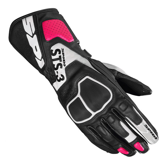 Spidi STS-3 Sport Motorrad Lederhandschuhe | Frauen | Schwarz/Fuchsia | A220545