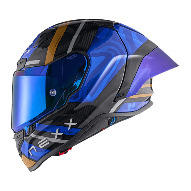 Nexx X.R3R Helmet Swirl Carbon Deep Blue Gold 01XR323489126 