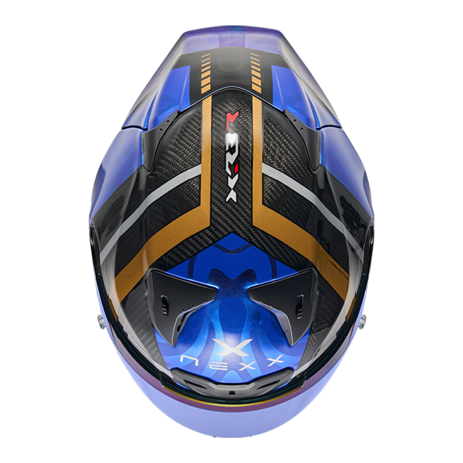 Nexx X.R3R Helmet Swirl Carbon Deep Blue Gold 01XR323489126 