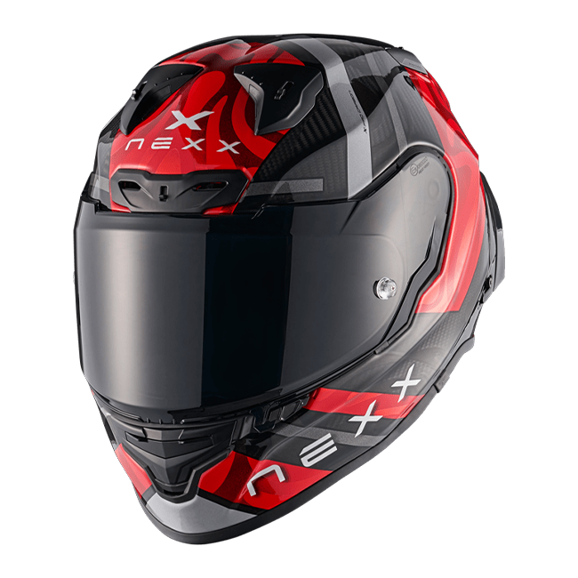 Nexx X.R3R Helmet Swirl Carbon Red Silver 01XR323489023 