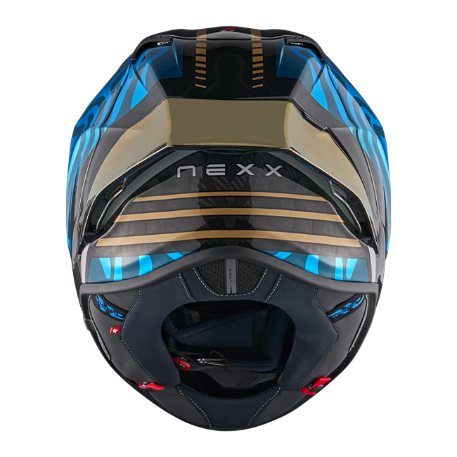 Nexx X.R3R Helmet Swirl Carbon Sky Blue Gold 01XR323489780 