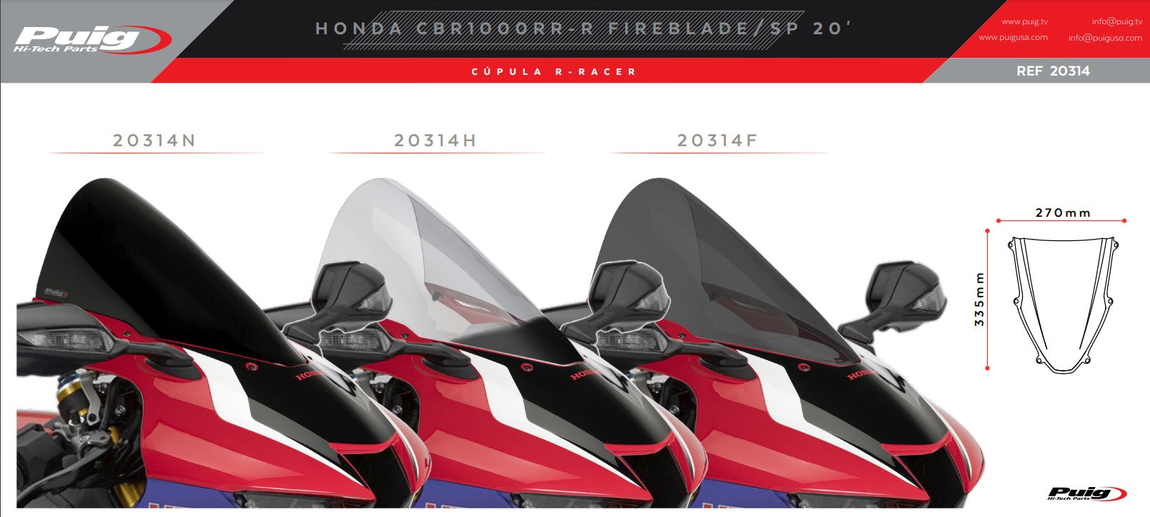 Puig R-Racer Windshield Honda CBR 1000 RR-R SC82 (20-26) 20314 