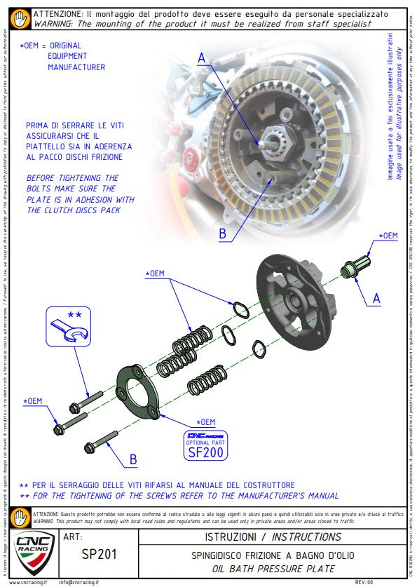 Clutch Pressure Plate Bi-Color CNC Racing Ducati Panigale V4/S (2025) SP201S 