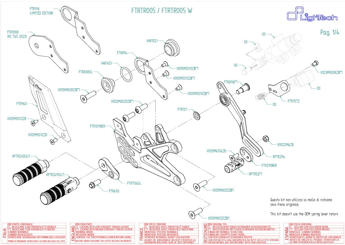 Footrest system LighTech Triumph Daytona 675/765 (13-21) FTRTR005 
