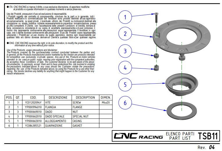 Tapa de tanque CNC Racing Ducati Panigale V4/S (2025) TSB11 