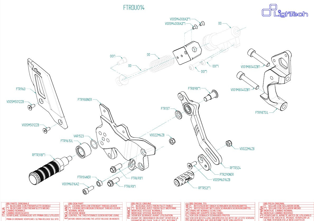Sistema de frenos Track-Use LighTech para cambio inverso Ducati Panigale V2 955 (20-24) FTRDU014 