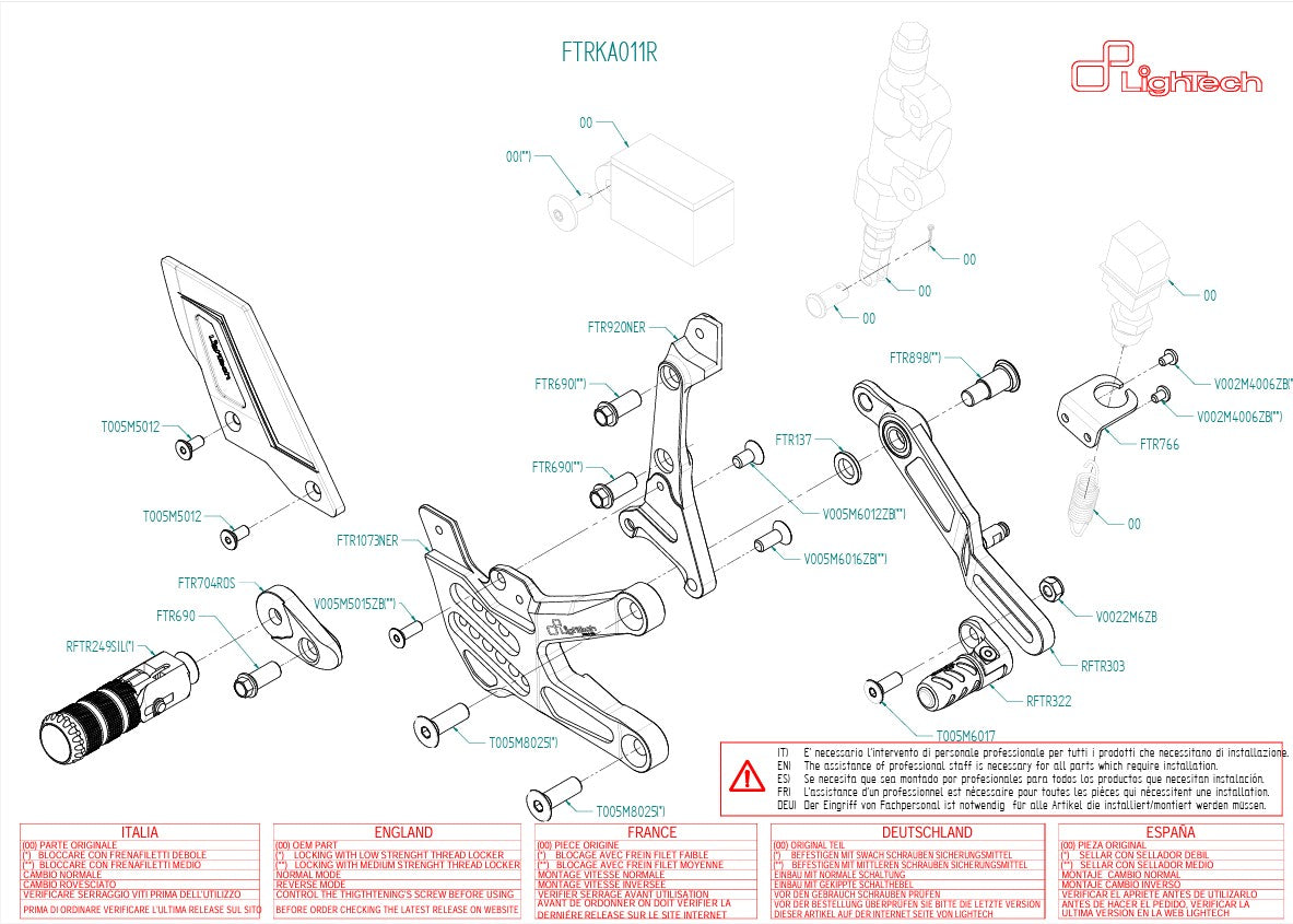 Footrest system R Lightech Kawasaki ZX-10 R/RR (21-25) FTRKA011R