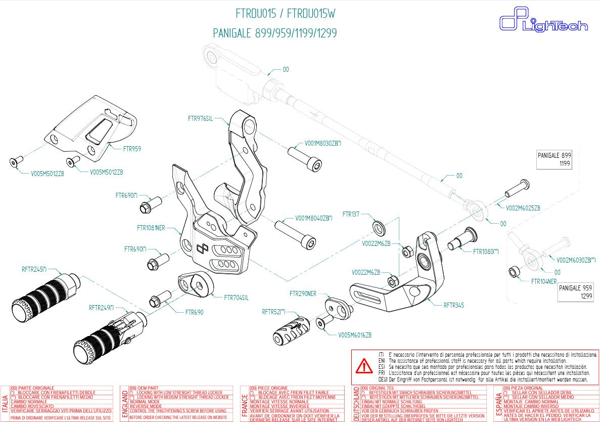 Sistema de frenos LighTech Ducati Panigale 959 (16-19) FTRDU015/W 
