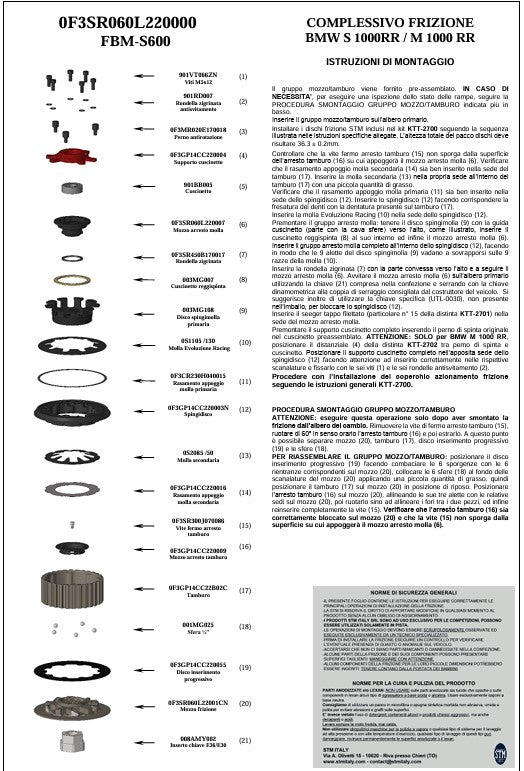 Kit de embrague seco STM para BMW S1000RR K67 (19-25) KTT-2700 