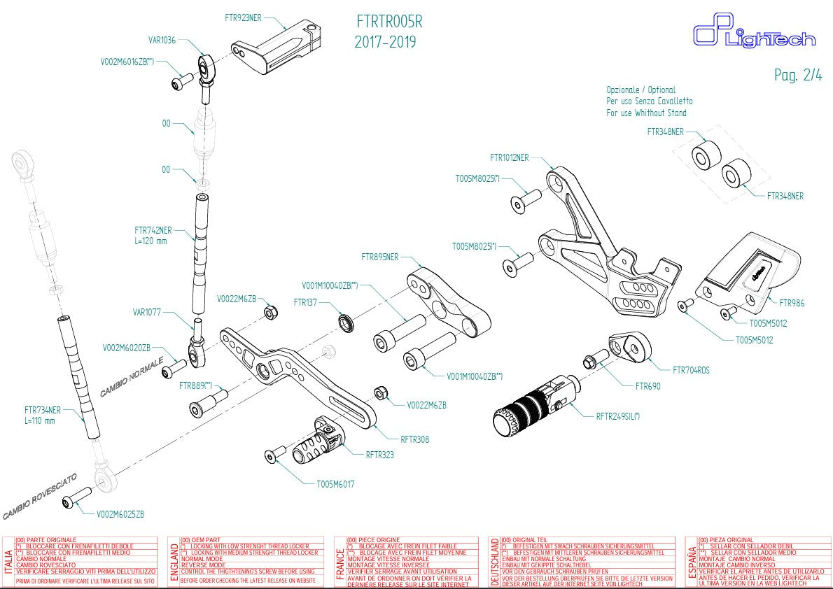 Footrest system R LighTech Triumph Daytona 675/765 (13-21) FTRTR005R 