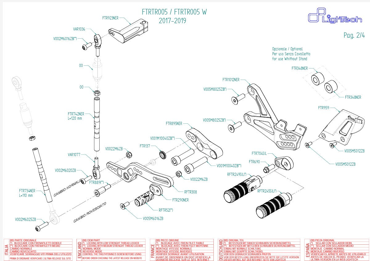 Footrest system LighTech Triumph Daytona 675/765 (13-21) FTRTR005 