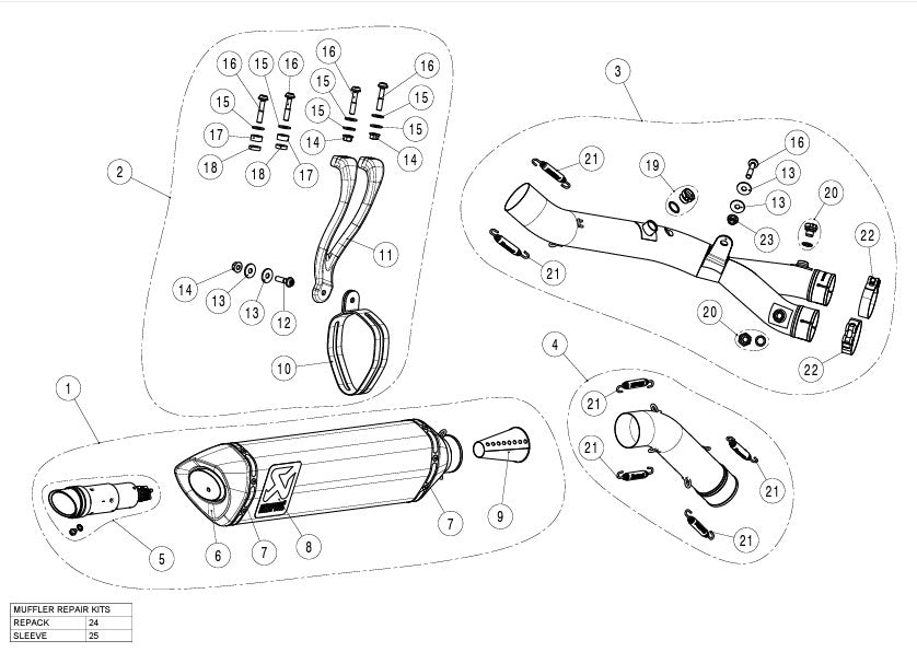 Conjunto Akrapovic Track Day (Titanio) Yamaha YZF-R1/M (15-25) S-Y10SO19-RT/TD 