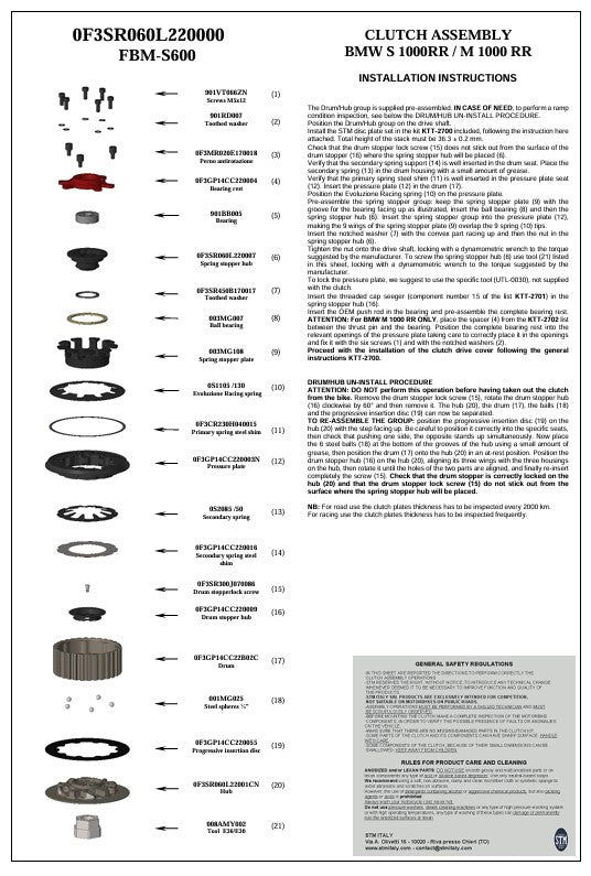 Kit de embrague seco STM para BMW S1000RR K67 (19-25) KTT-2700 