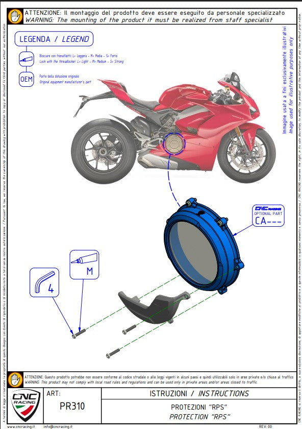 Protector de embrague de aluminio cubierta de protección Pramac Racing Edición Limitada CNC Racing Ducati Panigale V4/S (2025) PR310BPR 