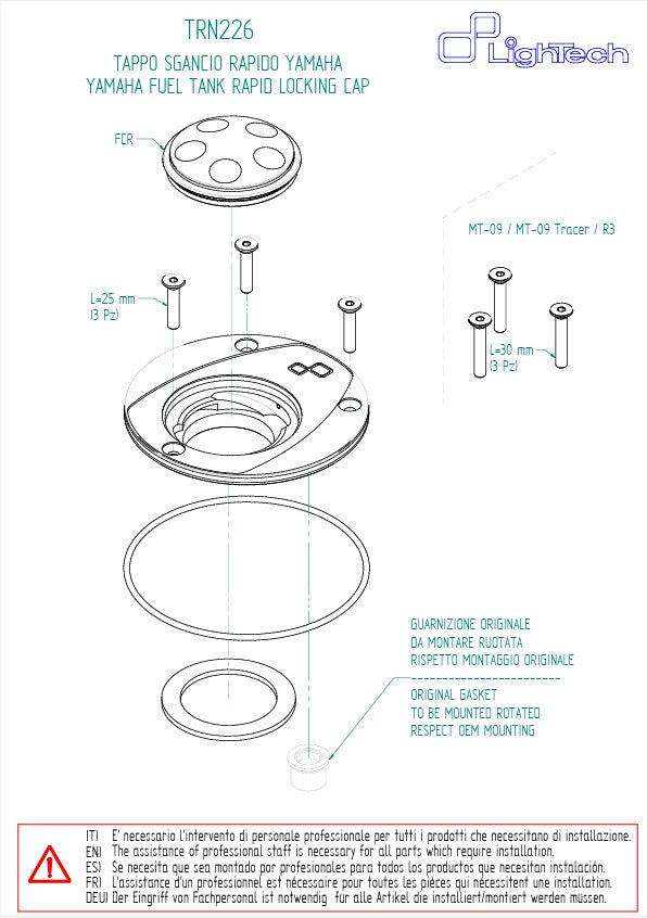 Tank cover screw cap Lightech Yamaha YZF-R1/M (04-25) Trn226