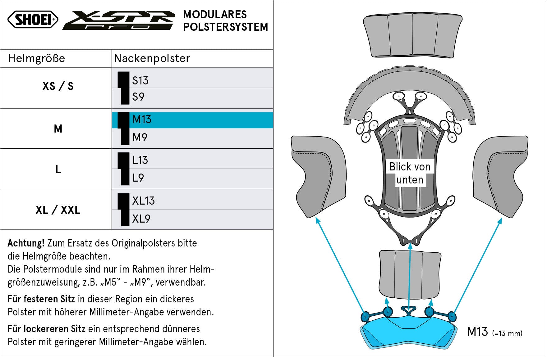 Shoei head cushion Nacken M13 (XPro) Type-P for X-Spr Pro