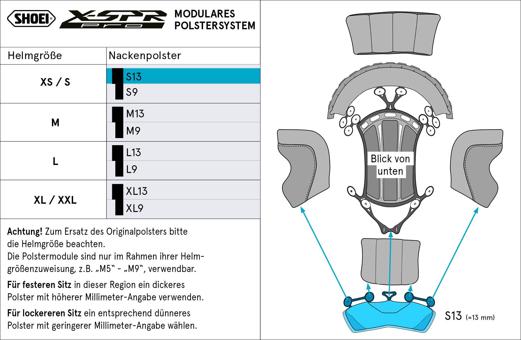 Shoei head cushion neck S13 (XPro) Type-P for X-Spr Pro