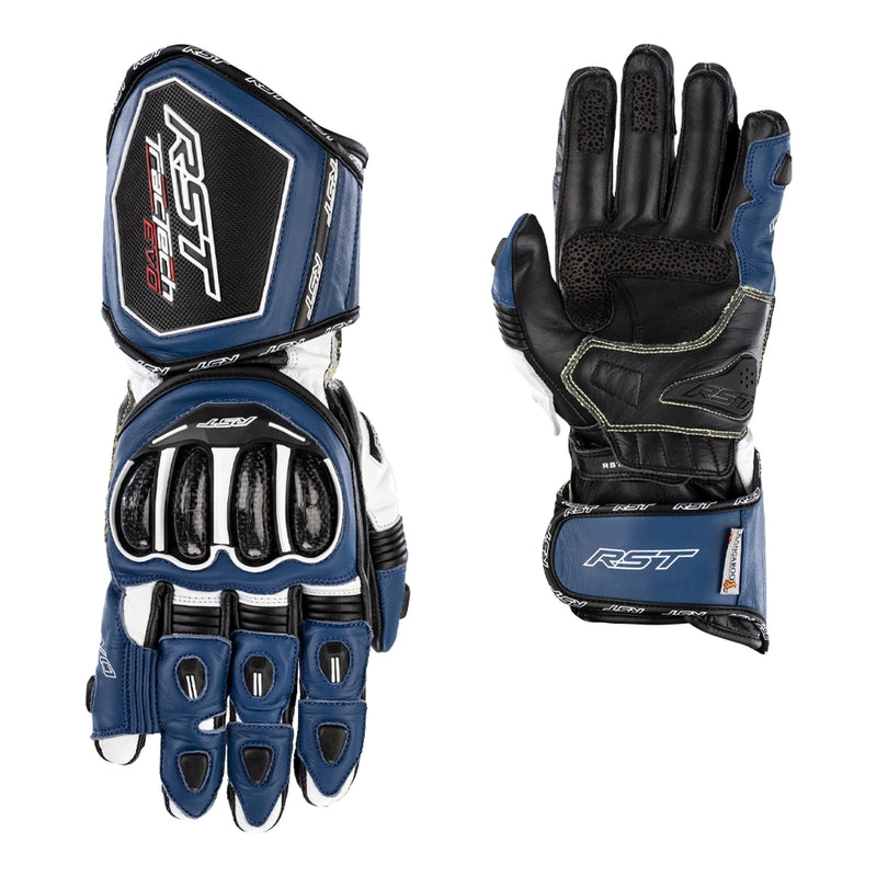 Guantes de cuero para motocicleta RST Tractech Evo 4 | Hombre | Azul/Blanco/Negro | 102666 