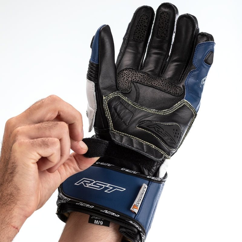 Guantes de cuero para motocicleta RST Tractech Evo 4 | Hombre | Azul/Blanco/Negro | 102666 