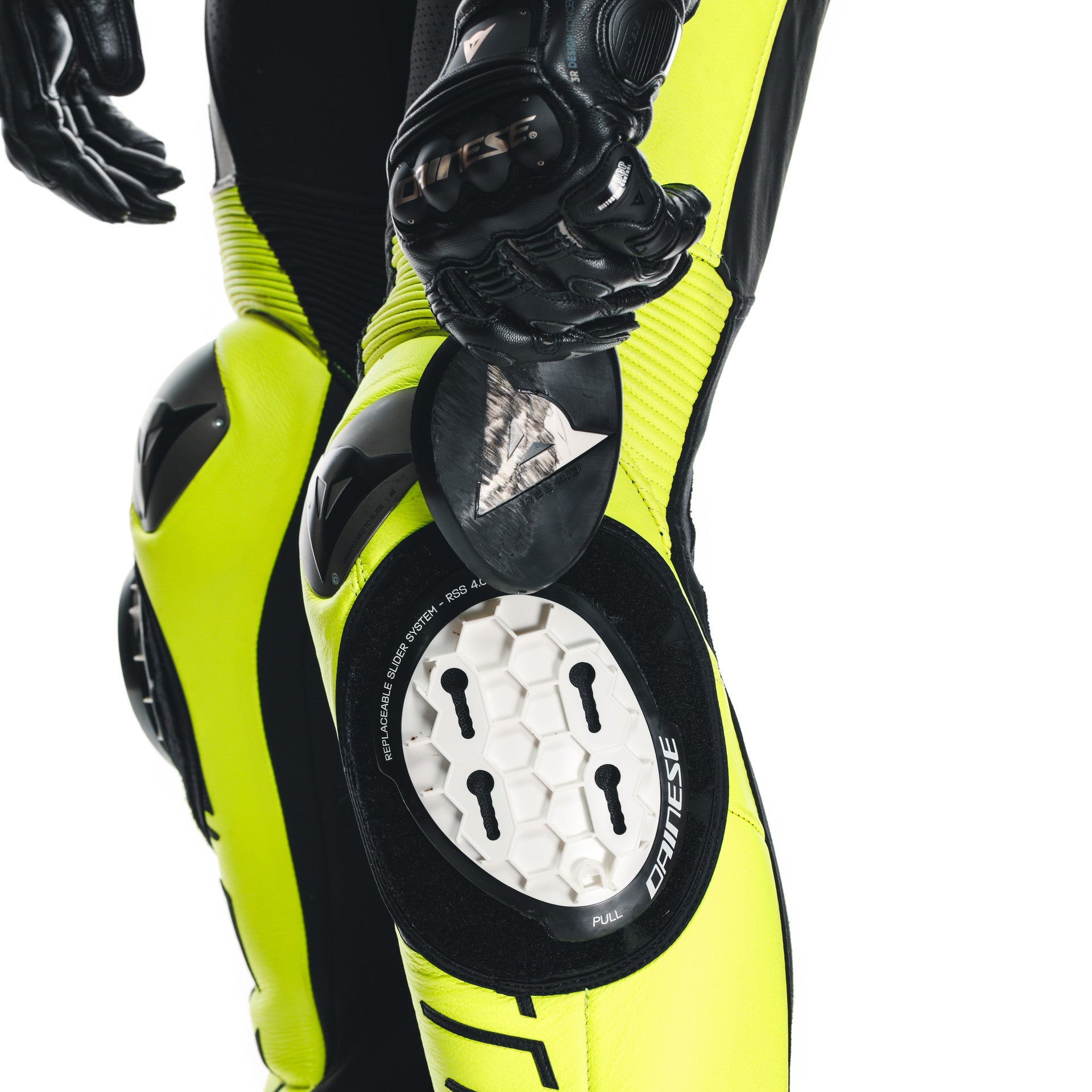 Dainese Audax D-Zip one-piece leather combination-perforated racing suit | Men | Black/neon yellow
