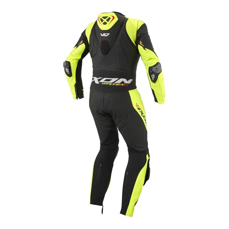 IXON Vortex 3 One-Piece Suit Leather Suit – Perforated Racing Suit | Men | Black/Neon Yellow 