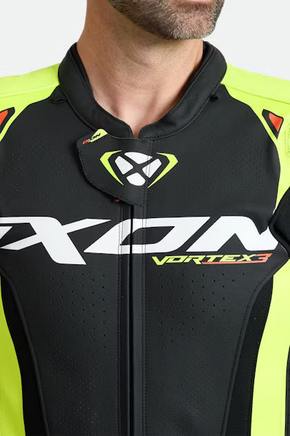 IXON Vortex 3 One-Piece Suit Leather Suit – Perforated Racing Suit | Men | Black/Neon Yellow 