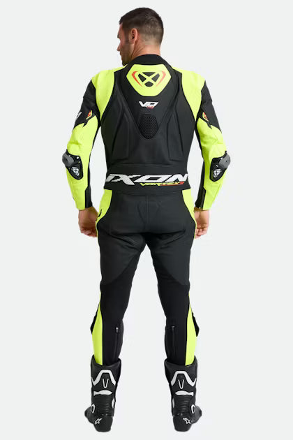 IXON Vortex 3 One-Piece Suit Leather Suit – Perforated Racing Suit | Men | Black/Neon Yellow 