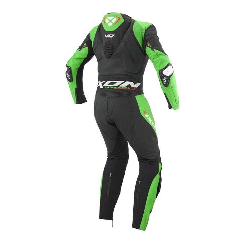 IXON Vortex 3 One-Piece Leather Suit – Perforated Racing Suit | Men | Black/Green 