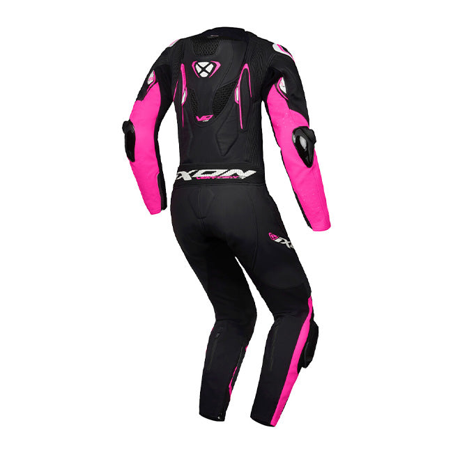 IXON Vortex 3 Lady monoentrepieza Mono de cuero – Traje de carreras perforado | Mujeres | Rosa/Negro 