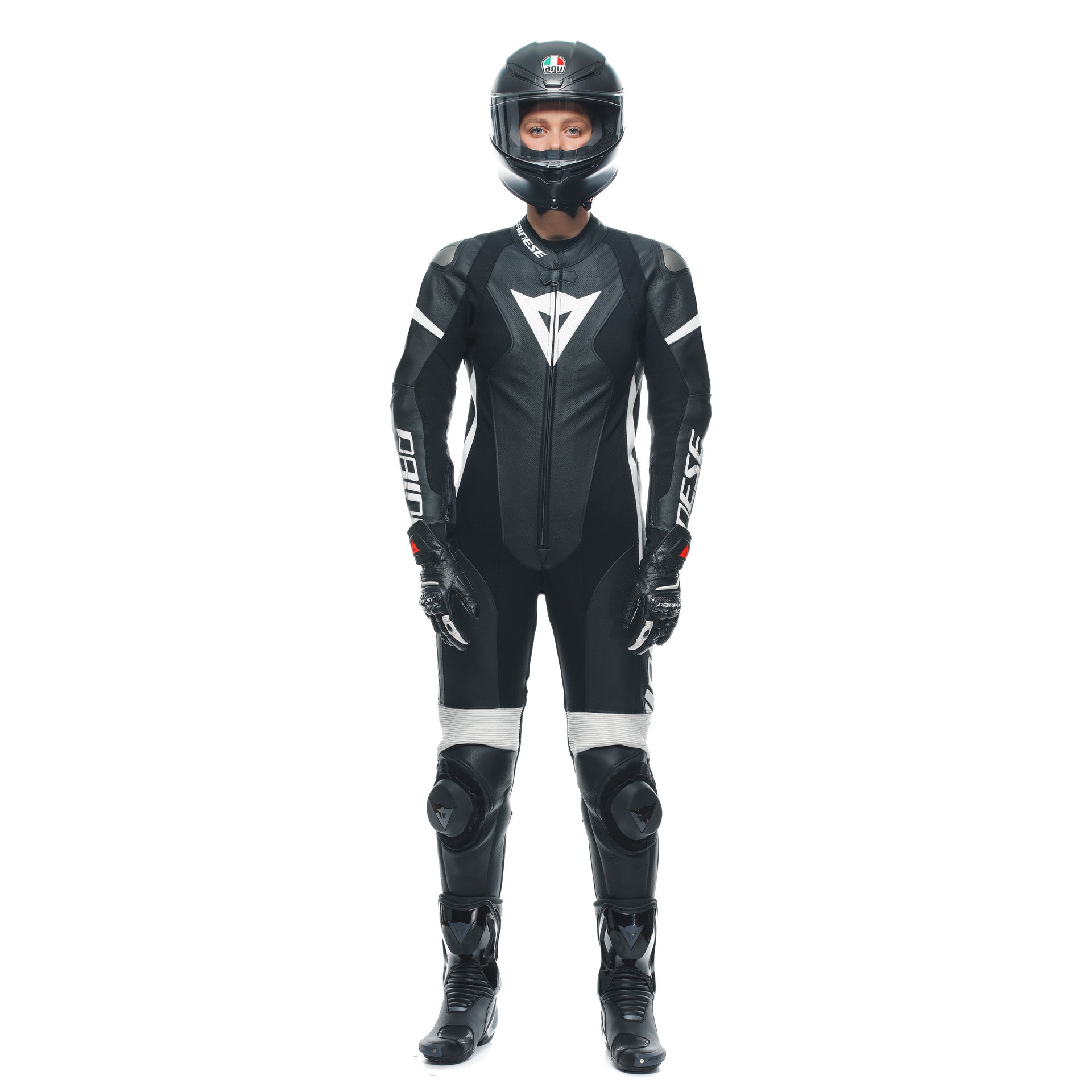 Dainese Grobnik Lady one -piece leather combination - perforated racing suit | Women | Black-and-white